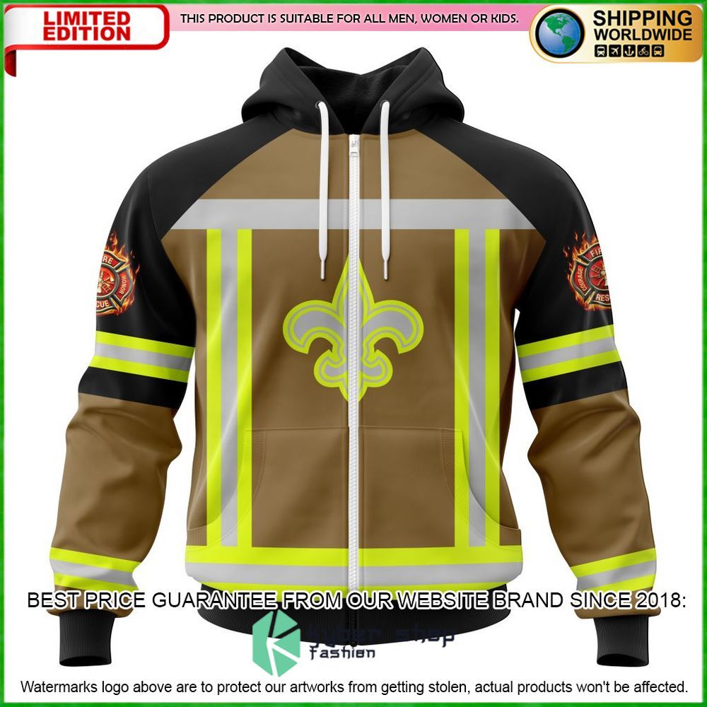 nfl new orleans saints firefighter personalized hoodie shirt limited edition qwlnh