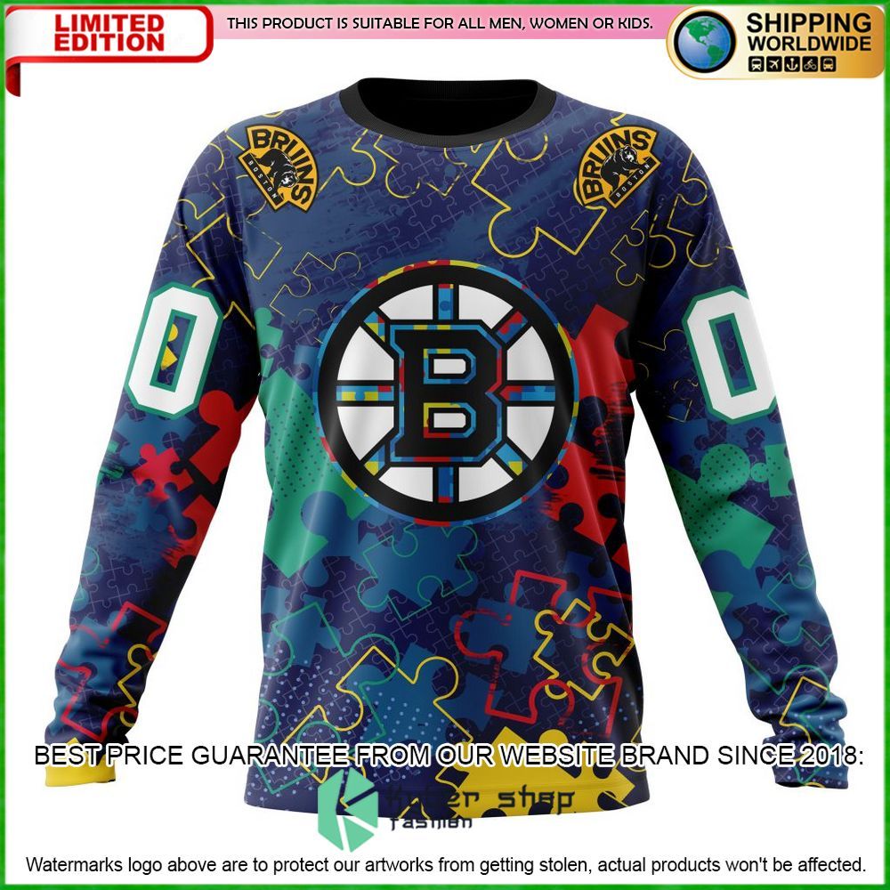 nhl boston bruins fearless against autism personalized hoodie shirt limited edition