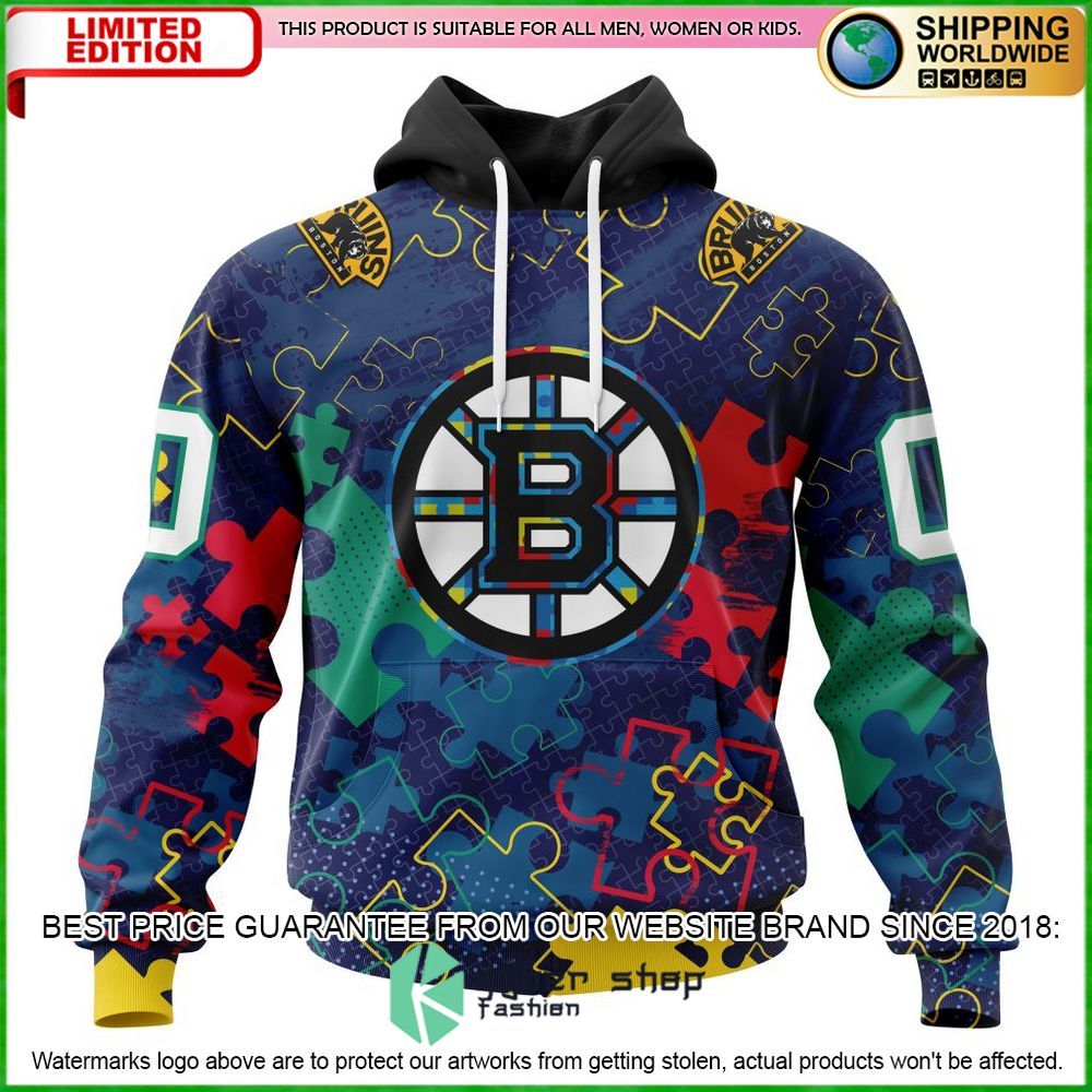 nhl boston bruins fearless against autism personalized hoodie shirt limited edition