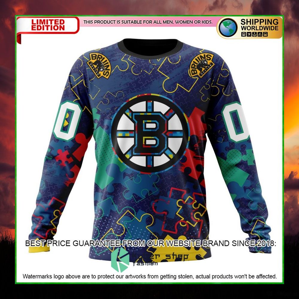 nhl boston bruins fearless against autism personalized hoodie shirt limited edition z5dot