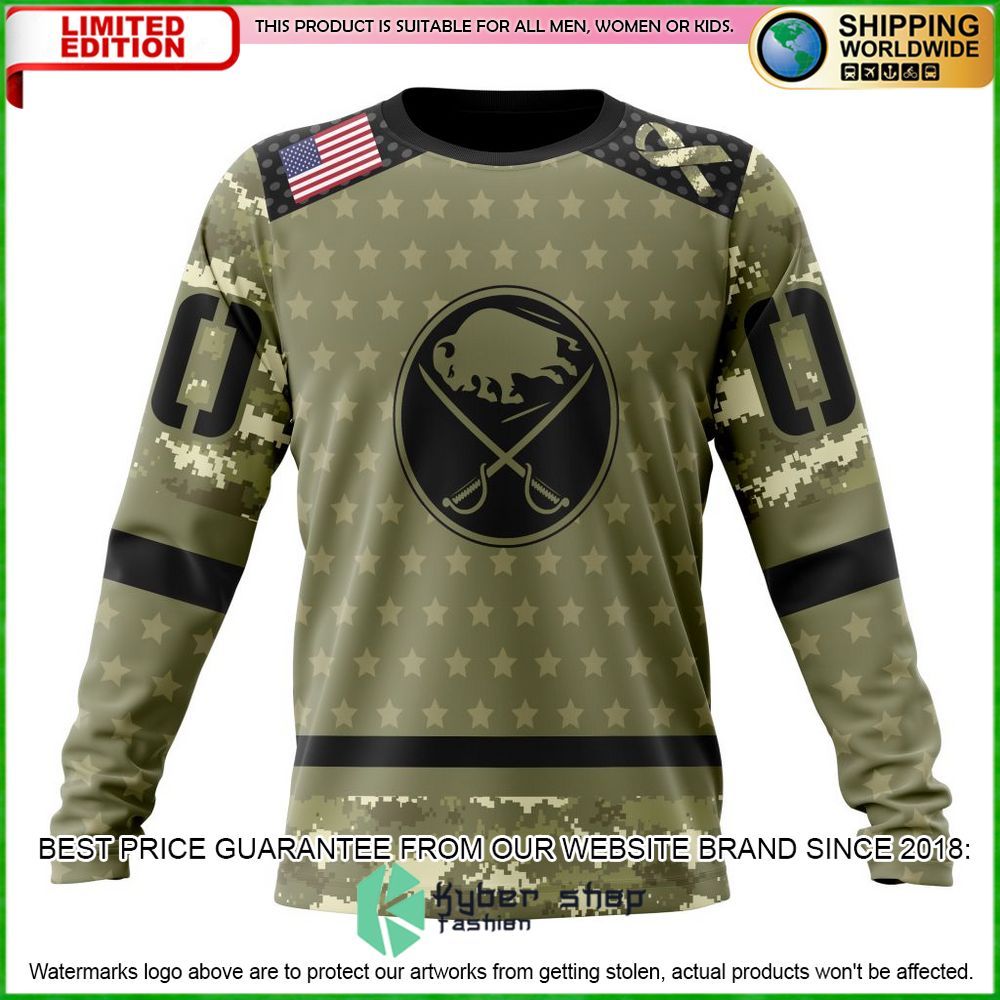 nhl buffalo sabres camo military appreciation personalized hoodie shirt limited edition mrgmw