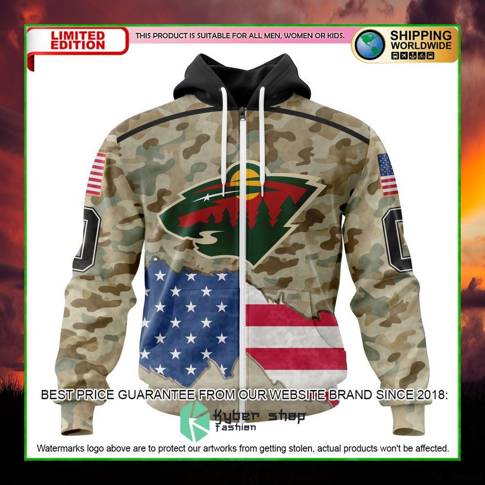 nhl minnesota wild kits for united state with camo personalized hoodie shirt limited edition umlti