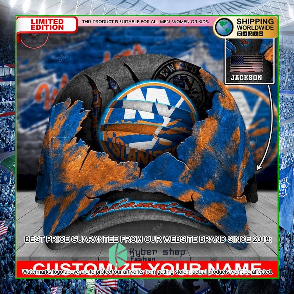 nhl new york islanders skull custom name cap limited edition lg7mk
