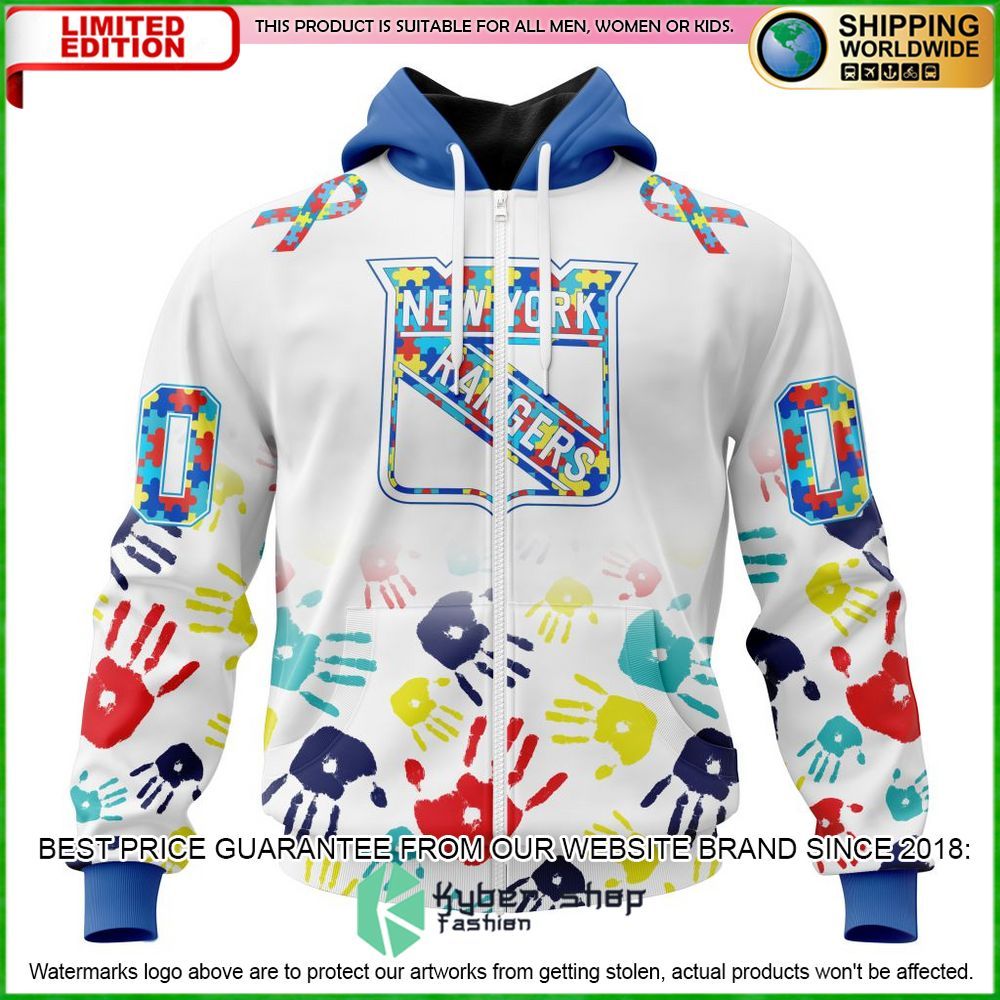 nhl new york rangers autism awareness personalized hoodie shirt limited edition