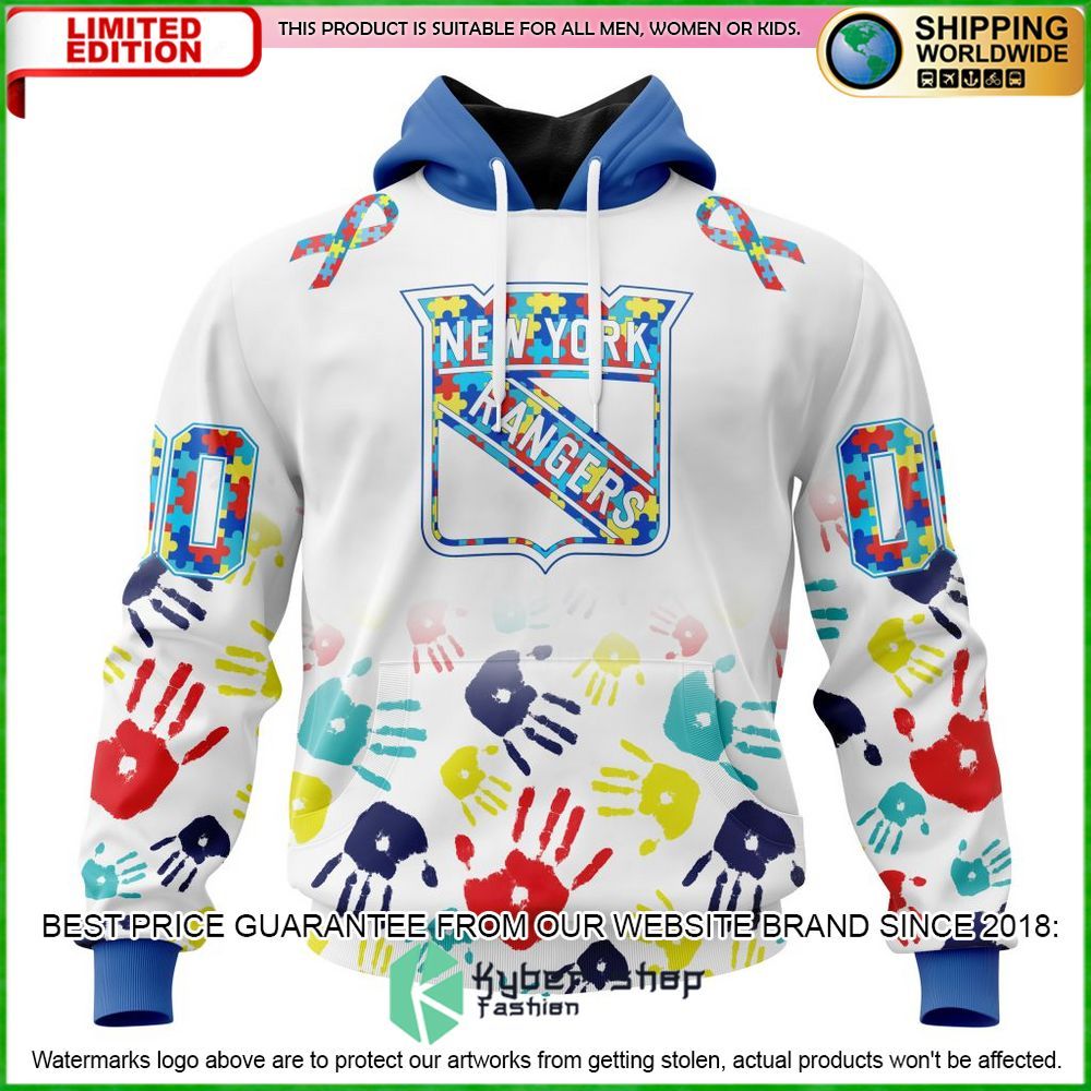 nhl new york rangers autism awareness personalized hoodie shirt limited edition cje6z
