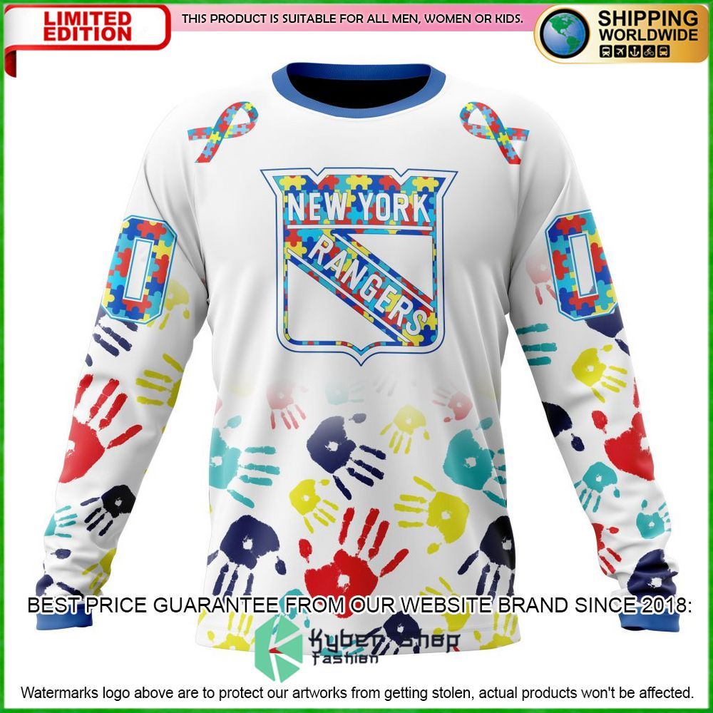 nhl new york rangers autism awareness personalized hoodie shirt limited edition fffau