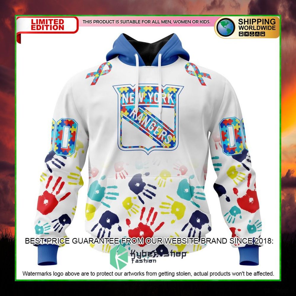 nhl new york rangers autism awareness personalized hoodie shirt limited edition fjab2