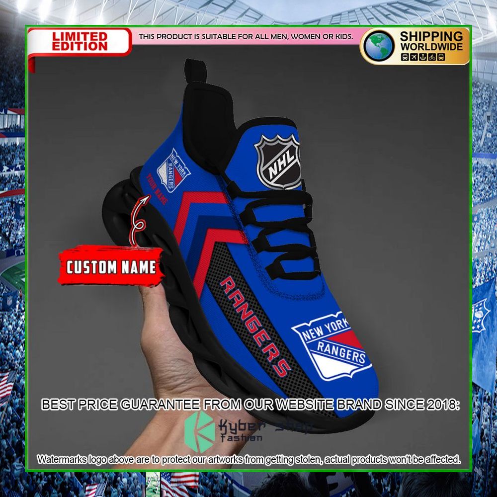 nhl new york rangers custom name clunky max soul shoes limited edition