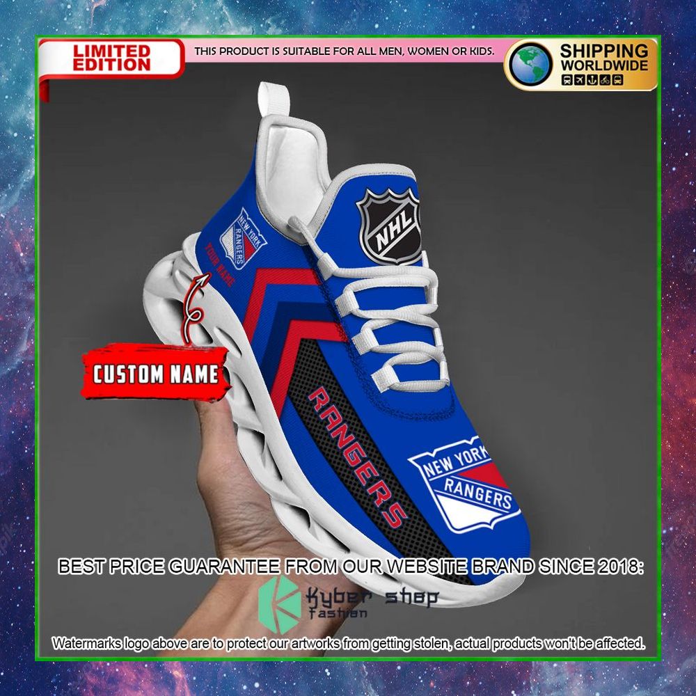 nhl new york rangers custom name clunky max soul shoes limited edition