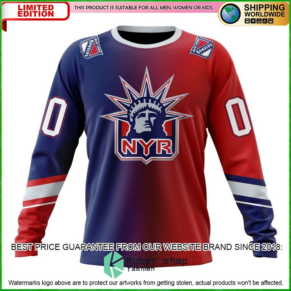 nhl new york rangers gradient personalized hoodie shirt limited edition hvjmy