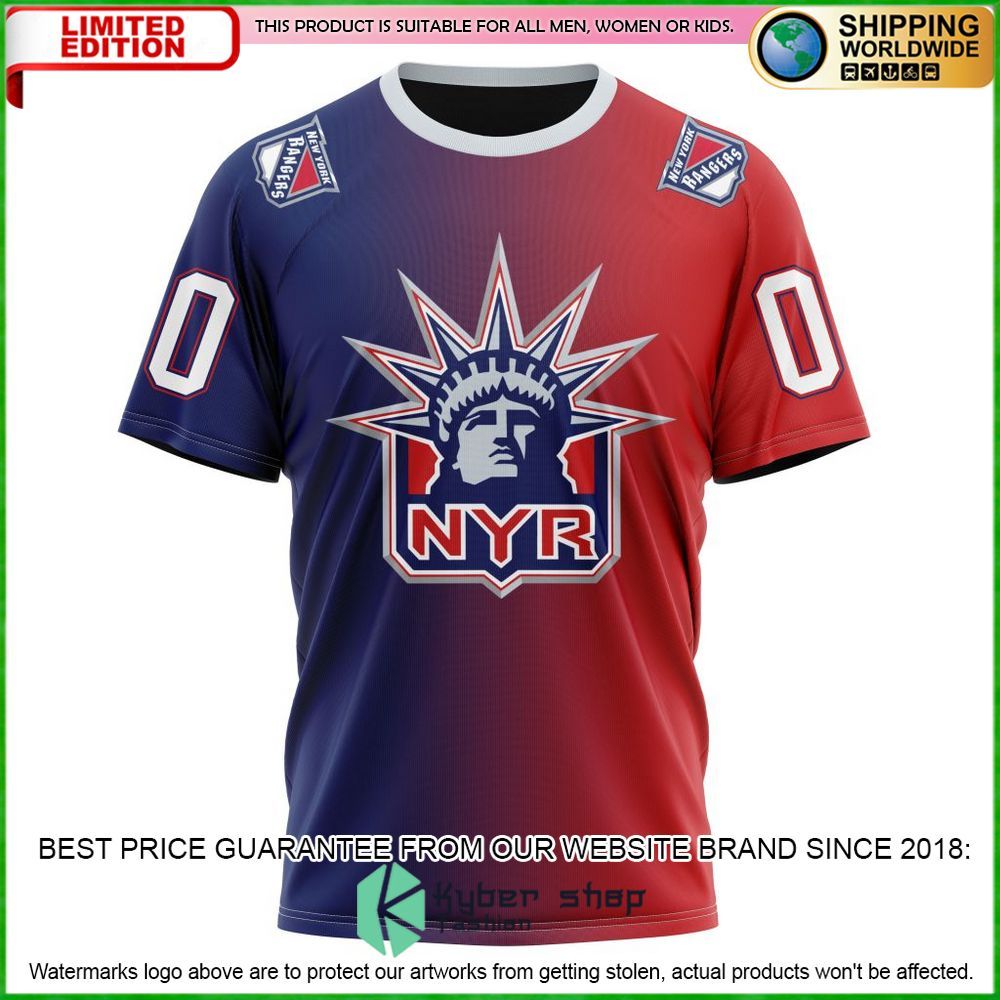 nhl new york rangers gradient personalized hoodie shirt limited edition