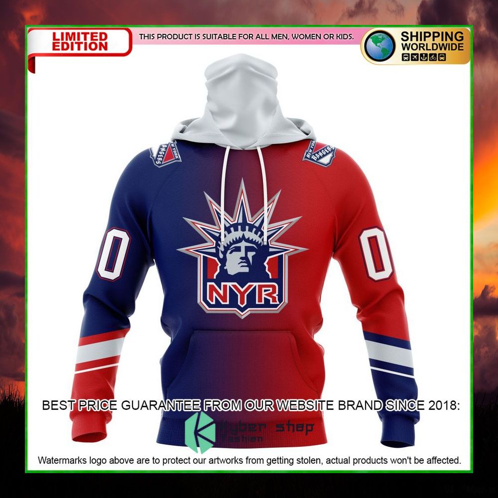 nhl new york rangers gradient personalized hoodie shirt limited edition mhdtd