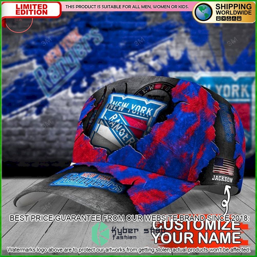 nhl new york rangers skull custom name cap limited edition esw9a