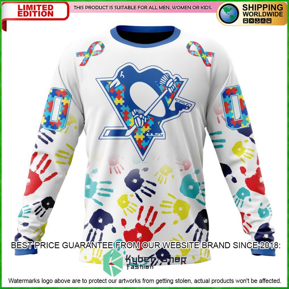 nhl pittsburgh penguins autism awareness personalized hoodie shirt limited edition o9rqj