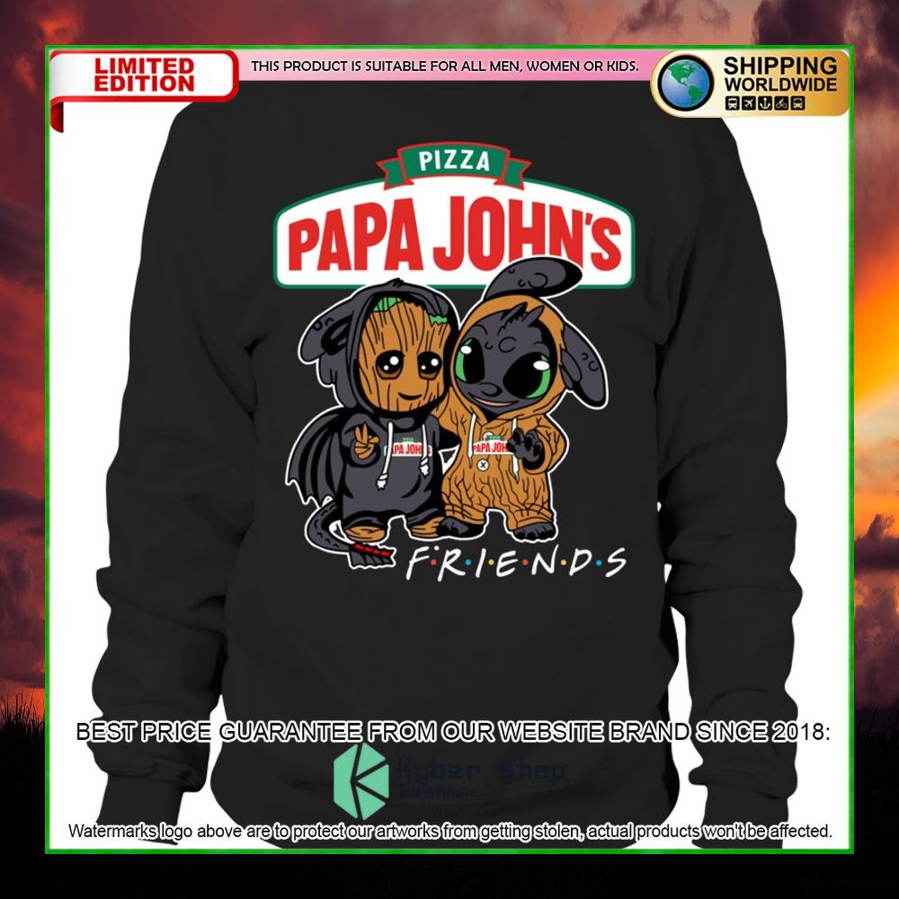 papa johns pizza baby groot stitch friends hoodie shirt limited edition 3eqsk