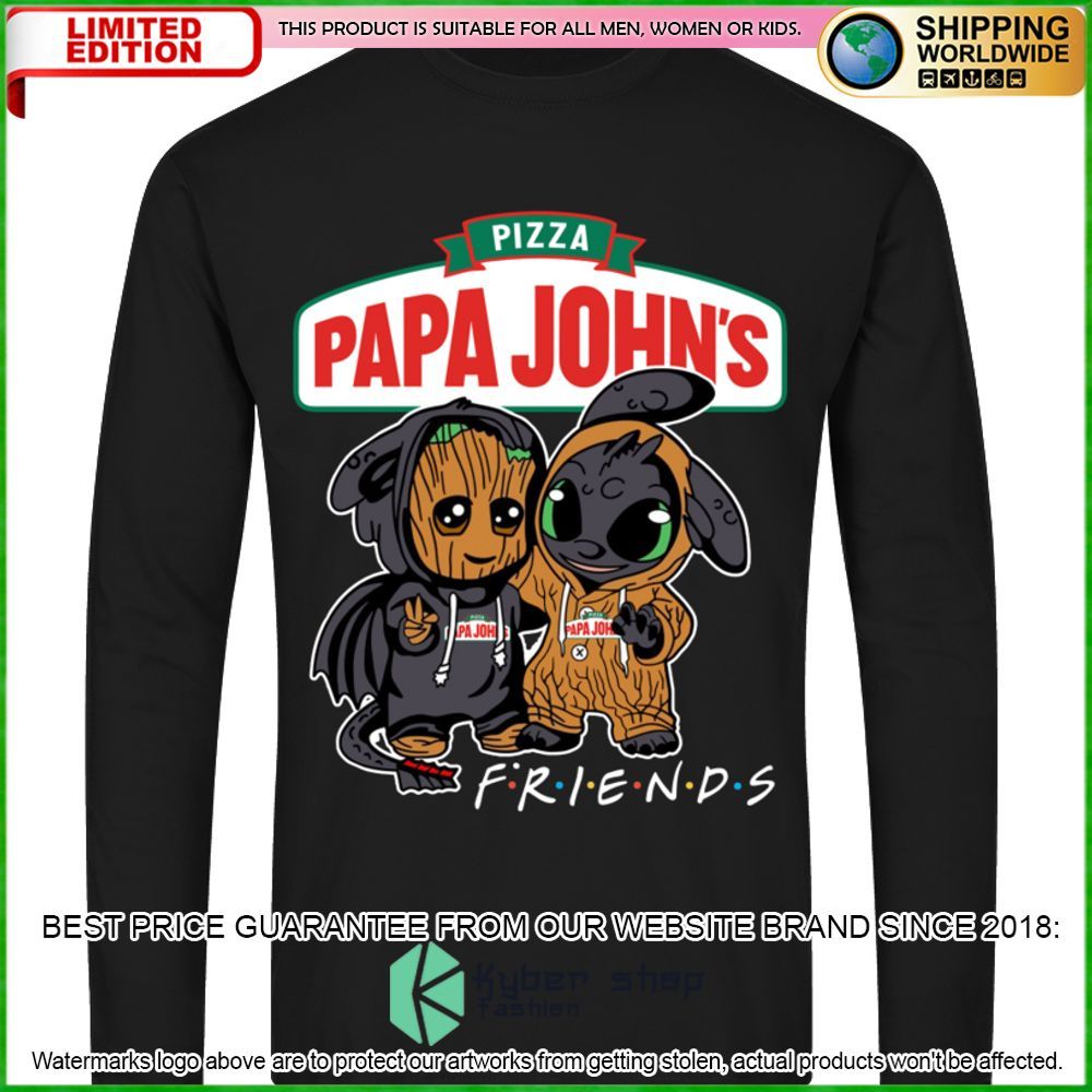 papa johns pizza baby groot stitch friends hoodie shirt limited edition c56n9