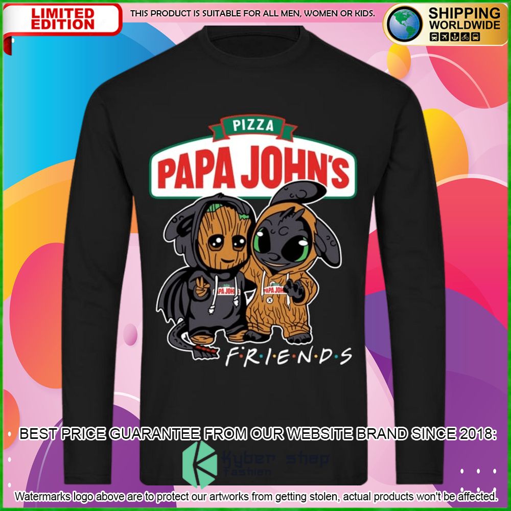 papa johns pizza baby groot stitch friends hoodie shirt limited edition