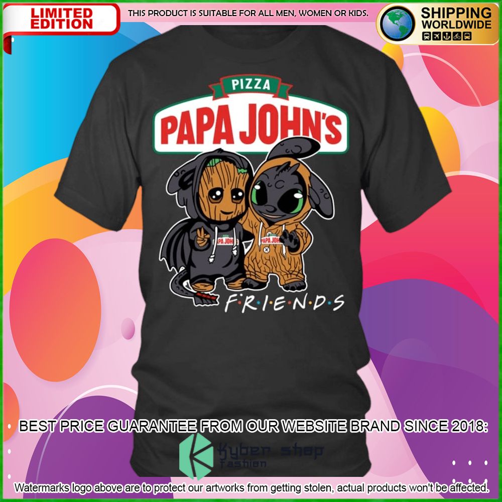 papa johns pizza baby groot stitch friends hoodie shirt limited edition