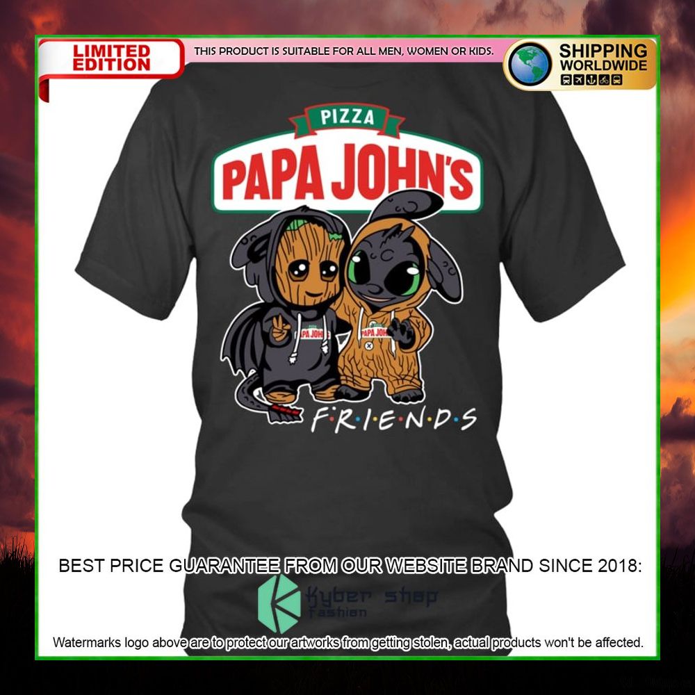 papa johns pizza baby groot stitch friends hoodie shirt limited edition pdklf