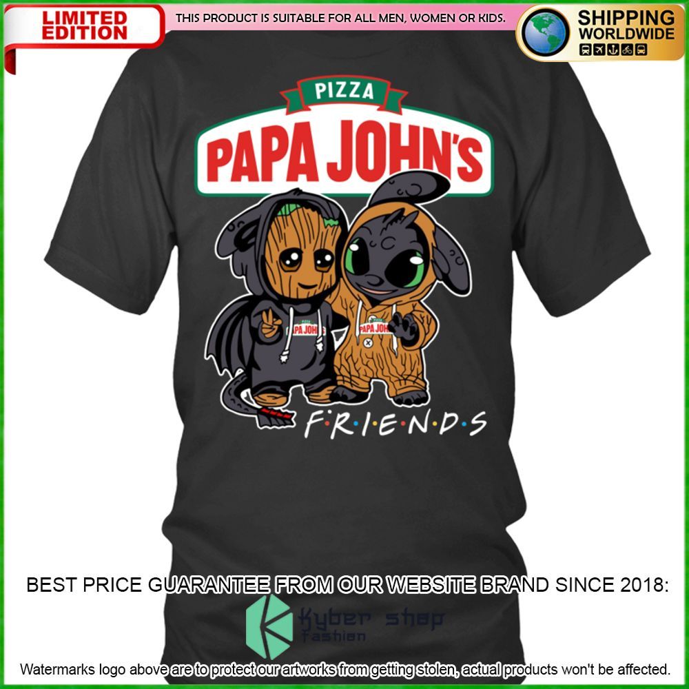 Papa John's Pizza Baby Groot Stitch Friends Hoodie, Shirt - LIMITED EDITION