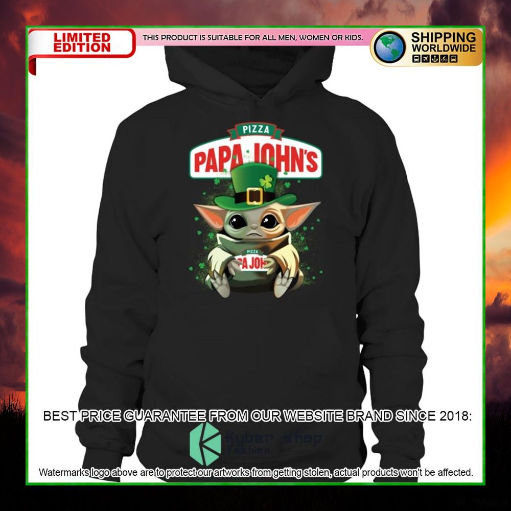 papa johns pizza baby yoda patricks day hoodie shirt limited edition cfmjg