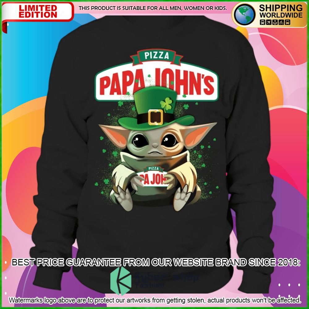 papa johns pizza baby yoda patricks day hoodie shirt limited edition j1vmj