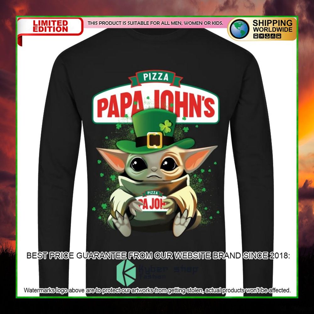 papa johns pizza baby yoda patricks day hoodie shirt limited edition kdszh