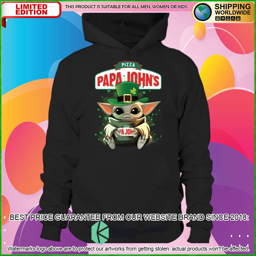 papa johns pizza baby yoda patricks day hoodie shirt limited edition v05gs