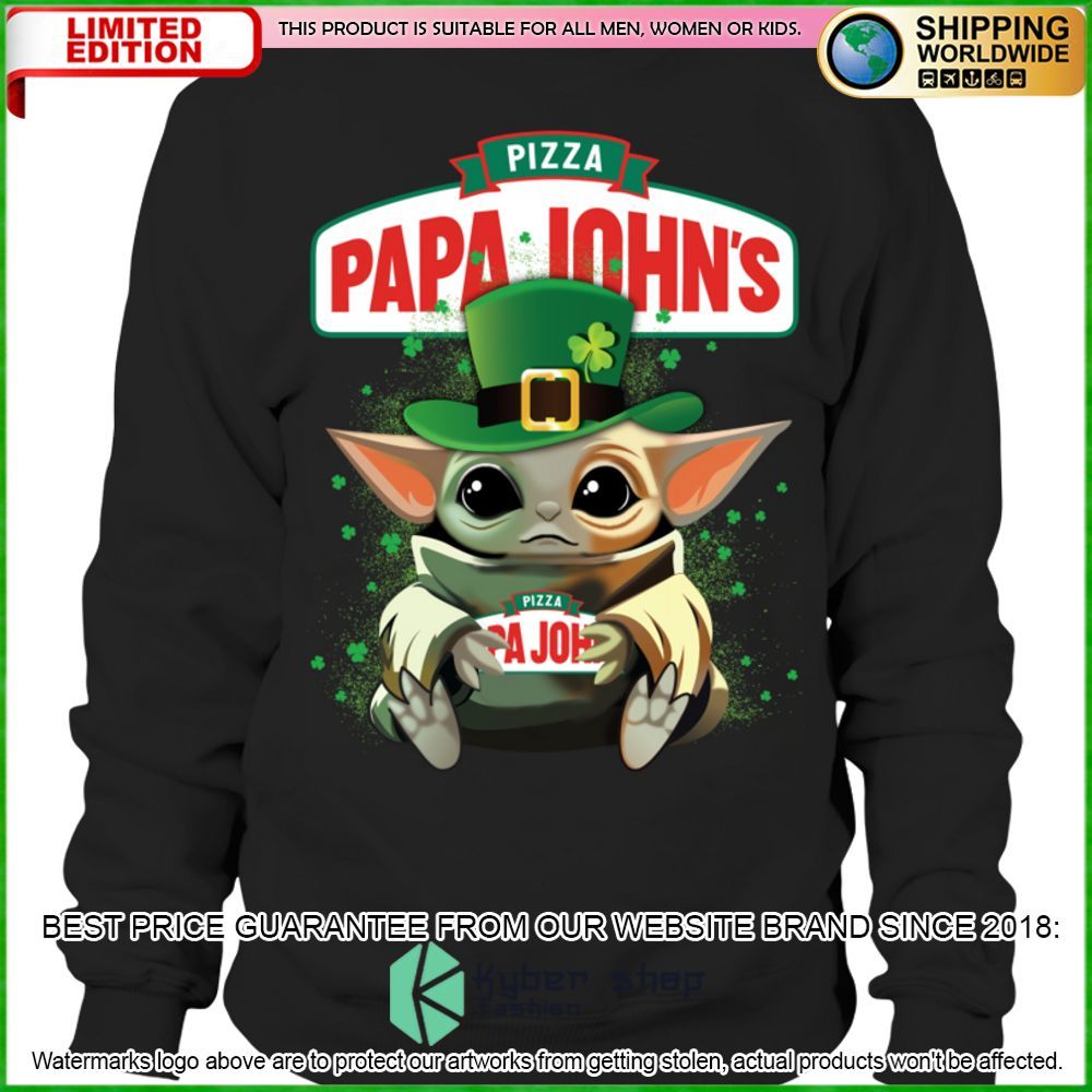 papa johns pizza baby yoda patricks day hoodie shirt limited edition