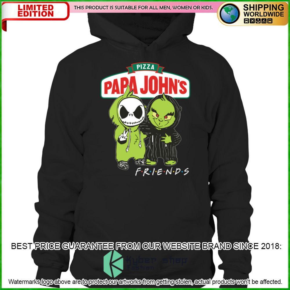 papa johns pizza jack skelltington grinch friends hoodie shirt limited edition 2tnjm
