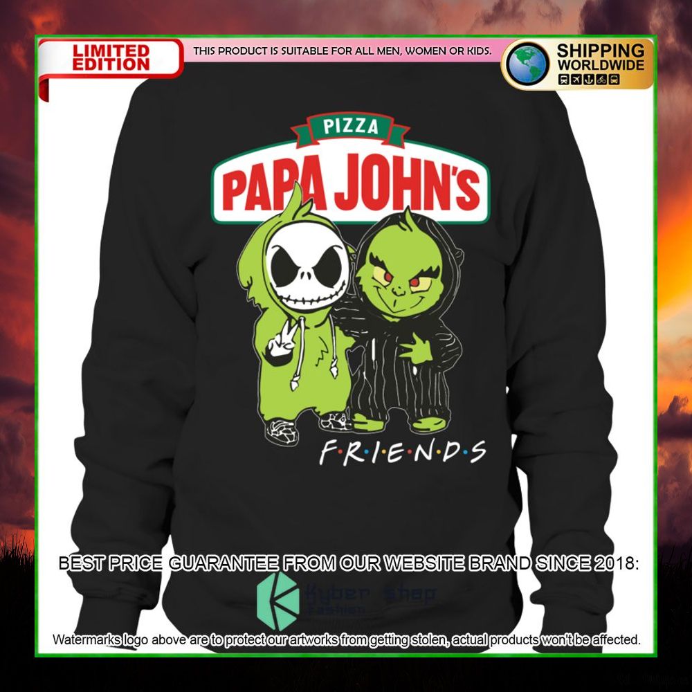 papa johns pizza jack skelltington grinch friends hoodie shirt limited edition 9pg8o