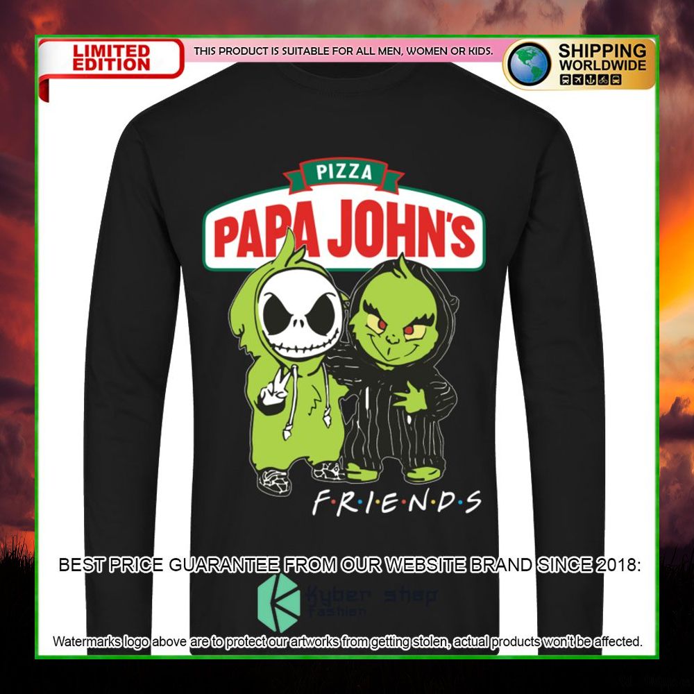papa johns pizza jack skelltington grinch friends hoodie shirt limited edition bfaab