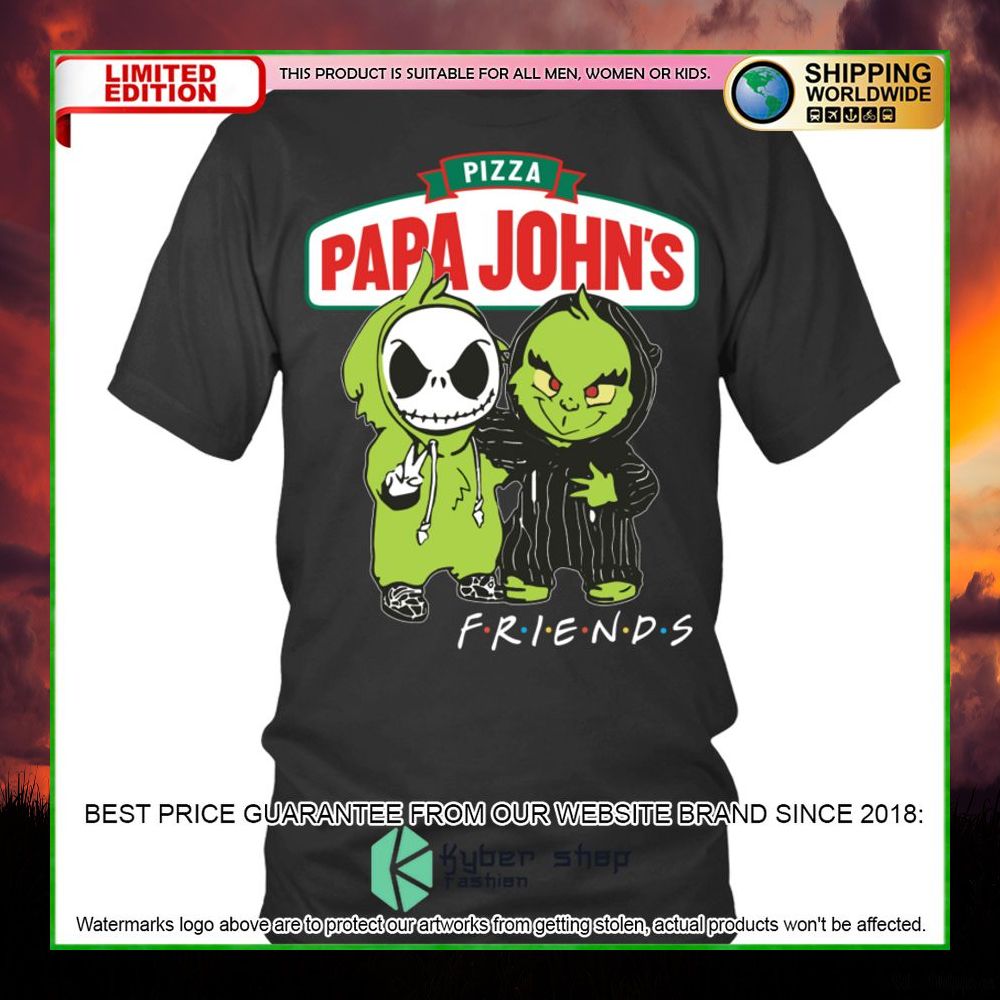 papa johns pizza jack skelltington grinch friends hoodie shirt limited edition cce2q