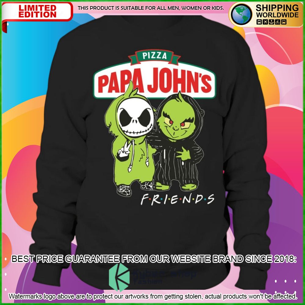 papa johns pizza jack skelltington grinch friends hoodie shirt limited edition d3i2u