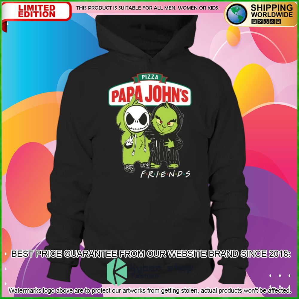 papa johns pizza jack skelltington grinch friends hoodie shirt limited edition grp0s