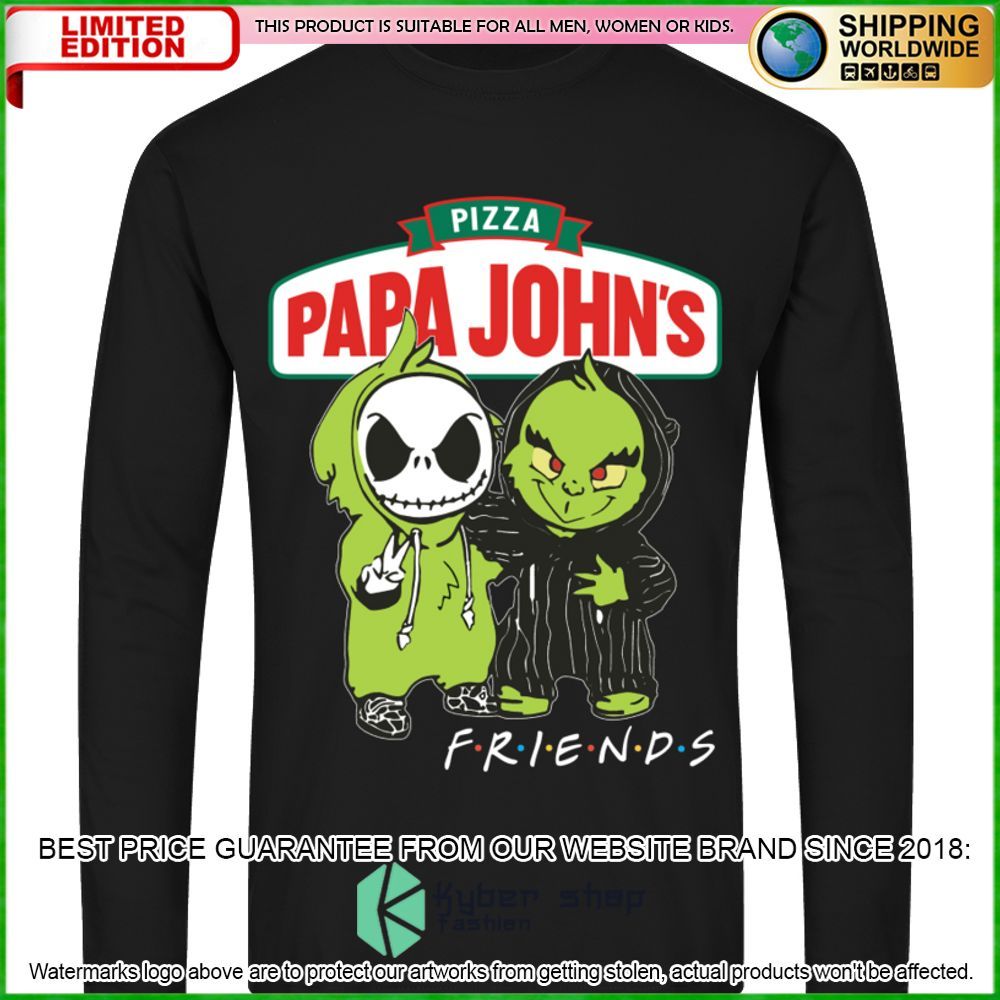 papa johns pizza jack skelltington grinch friends hoodie shirt limited edition