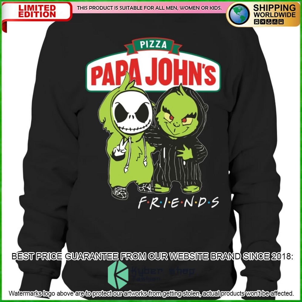 papa johns pizza jack skelltington grinch friends hoodie shirt limited edition