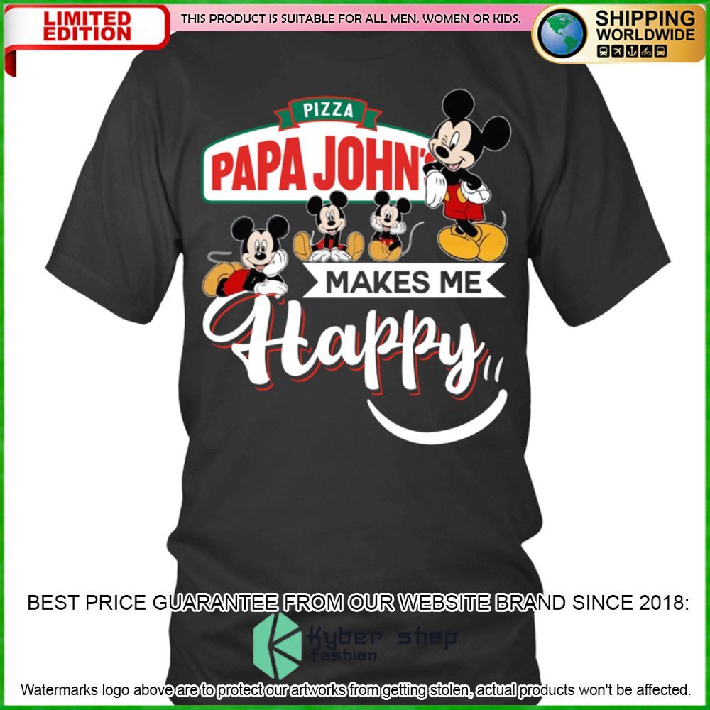 papa johns pizza mickey mouse makes me happy hoodie shirt limited edition 2gal8