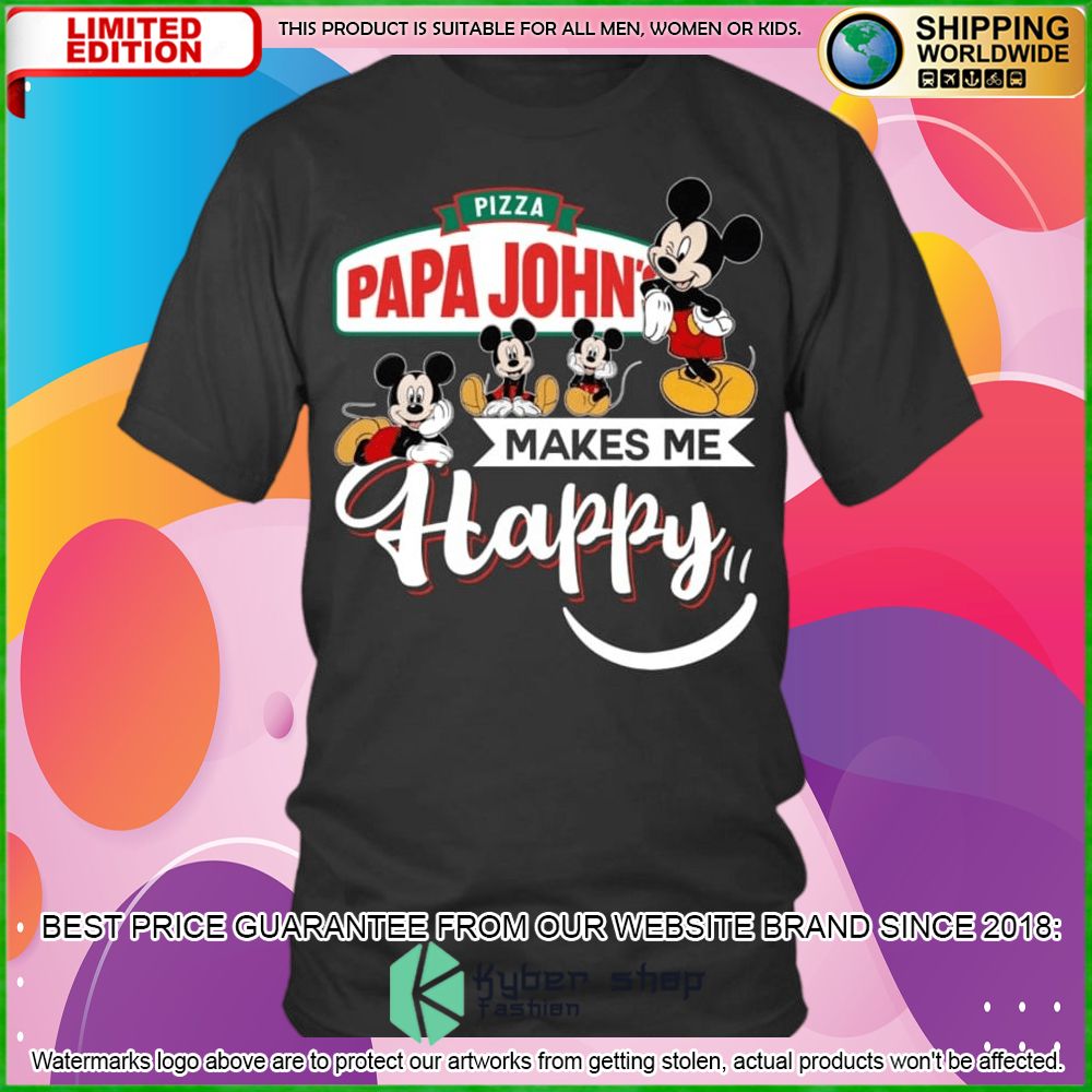 papa johns pizza mickey mouse makes me happy hoodie shirt limited edition 4qozo