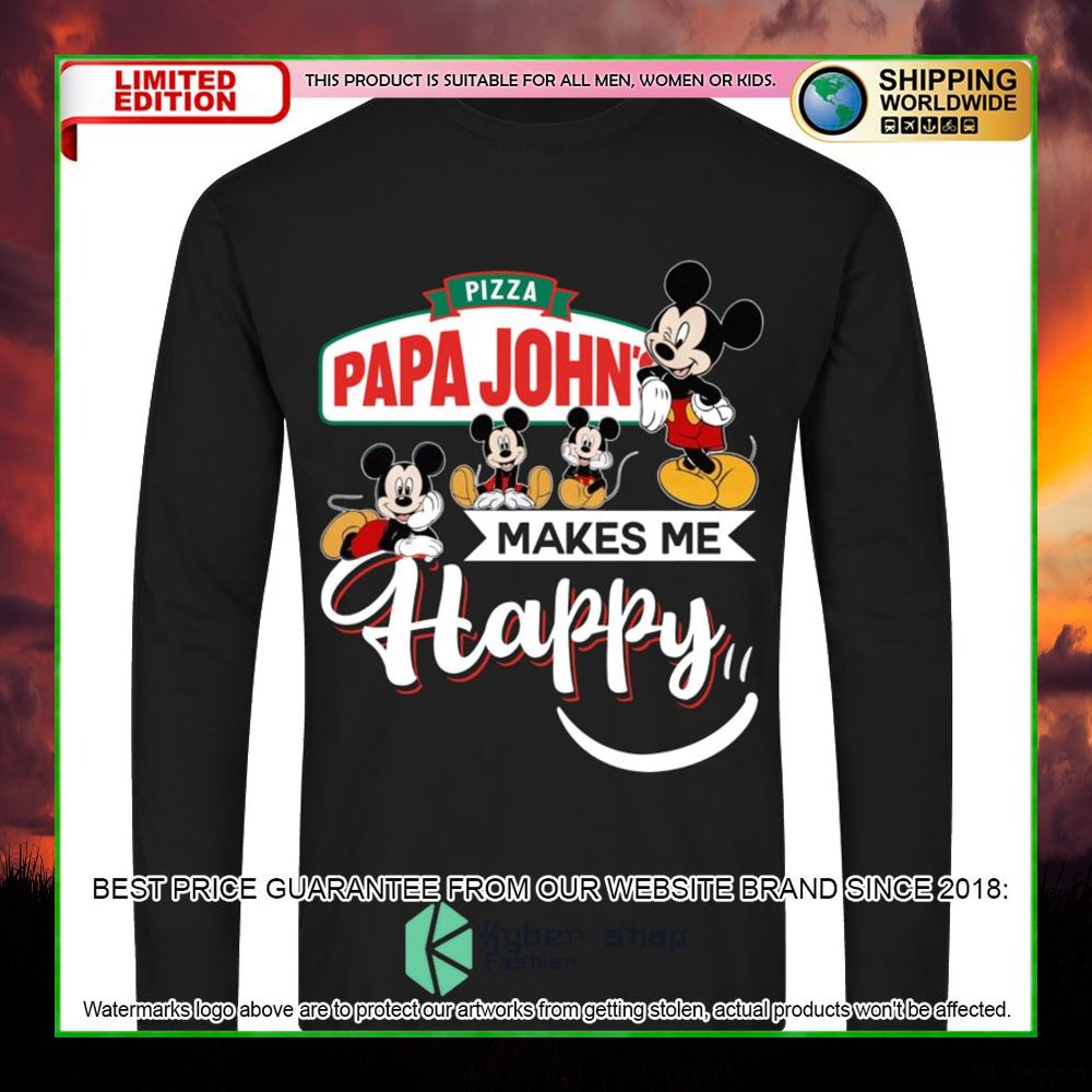 papa johns pizza mickey mouse makes me happy hoodie shirt limited edition avmfm
