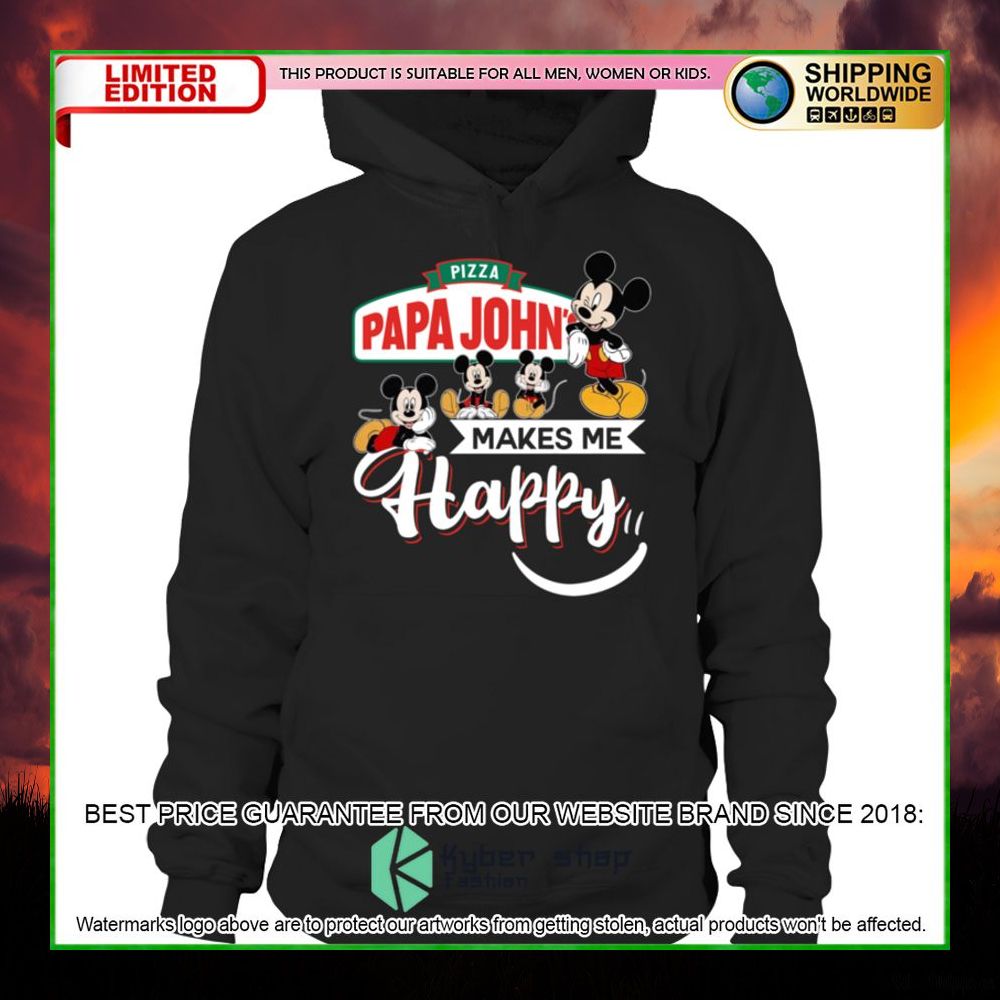 papa johns pizza mickey mouse makes me happy hoodie shirt limited edition cumdn