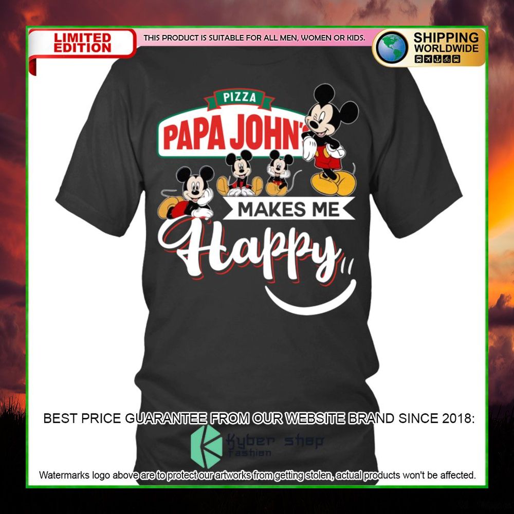 papa johns pizza mickey mouse makes me happy hoodie shirt limited edition sbaqp