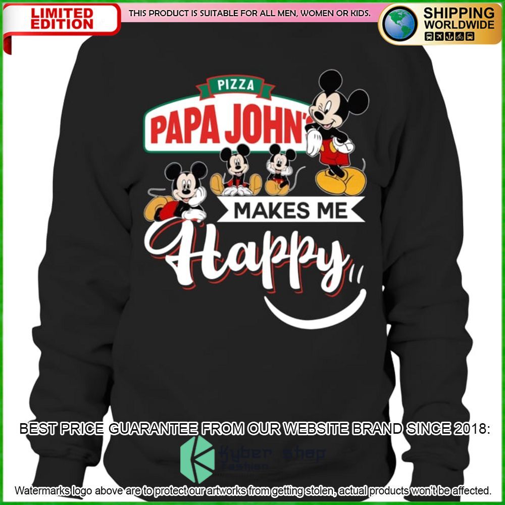 papa johns pizza mickey mouse makes me happy hoodie shirt limited edition wbjjk