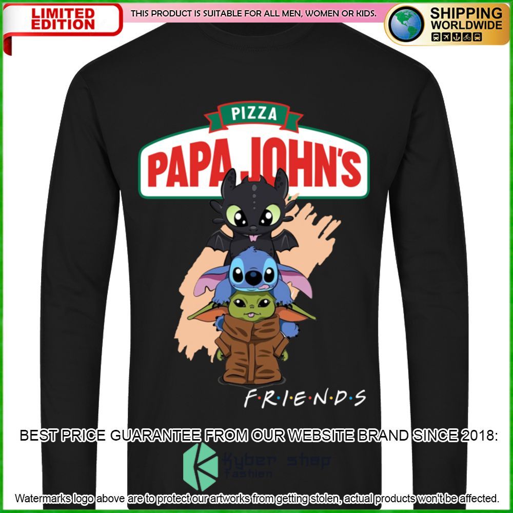 papa johns pizza toothless stitch baby yoda friends hoodie shirt limited edition
