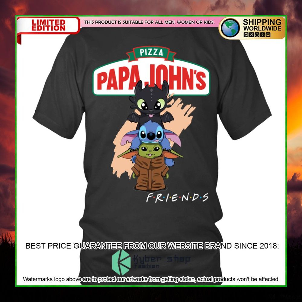 papa johns pizza toothless stitch baby yoda friends hoodie shirt limited edition gu87d