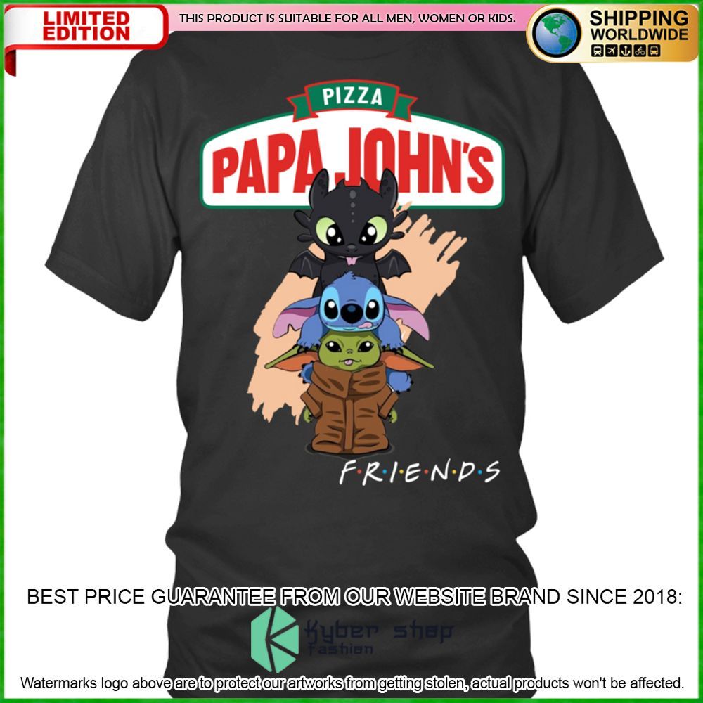 Papa John's Pizza Toothless Stitch Baby Yoda Friends Hoodie, Shirt - LIMITED EDITION