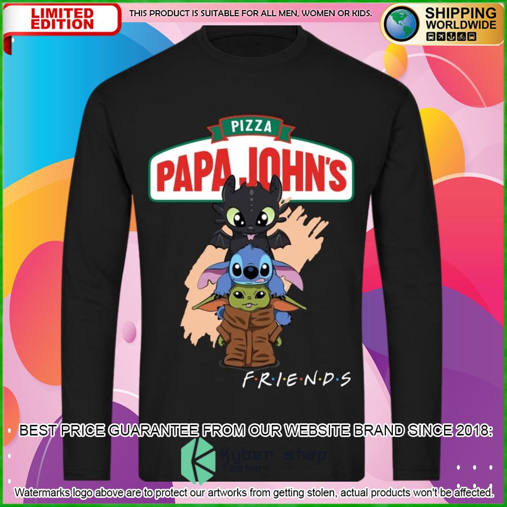 papa johns pizza toothless stitch baby yoda friends hoodie shirt limited edition ugchr