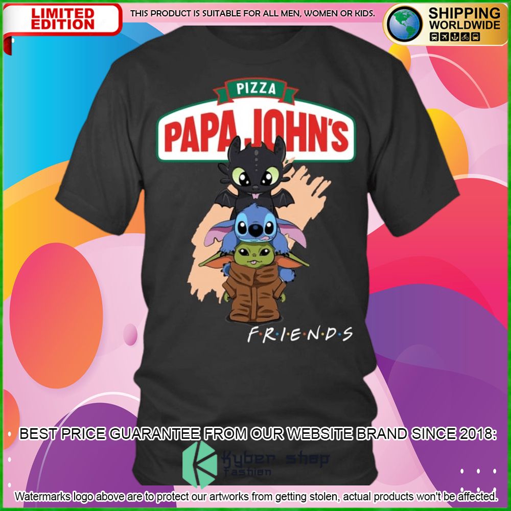 papa johns pizza toothless stitch baby yoda friends hoodie shirt limited edition vh1nc