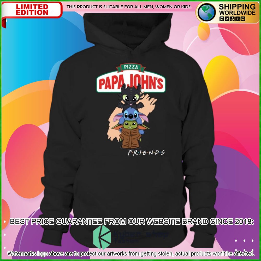 papa johns pizza toothless stitch baby yoda friends hoodie shirt limited edition zcukz