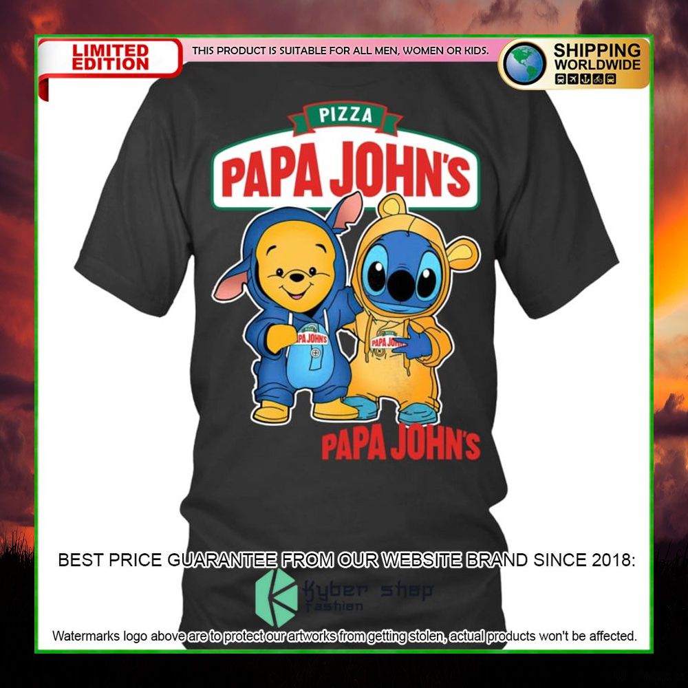 papa johns pizza winnie the pooh stitch hoodie shirt limited edition 5dhto